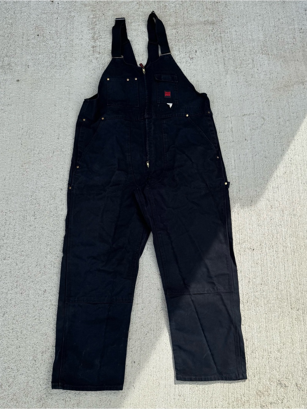 Tough Duck Overalls Men XL/TG Black Insulated Bib Canvas Workwear Double Knee